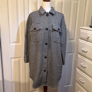 LILOU Stylish Black and White Houndstooth Utility Jacket Size M. New